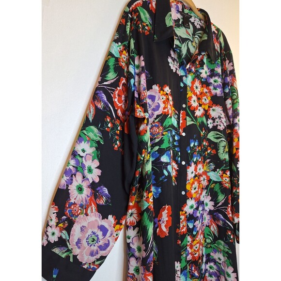 INVESTMENTS Black Floral Button Up Tunic Shirt Women's Plus Sz 2x Mautre - Picture 6 of 7